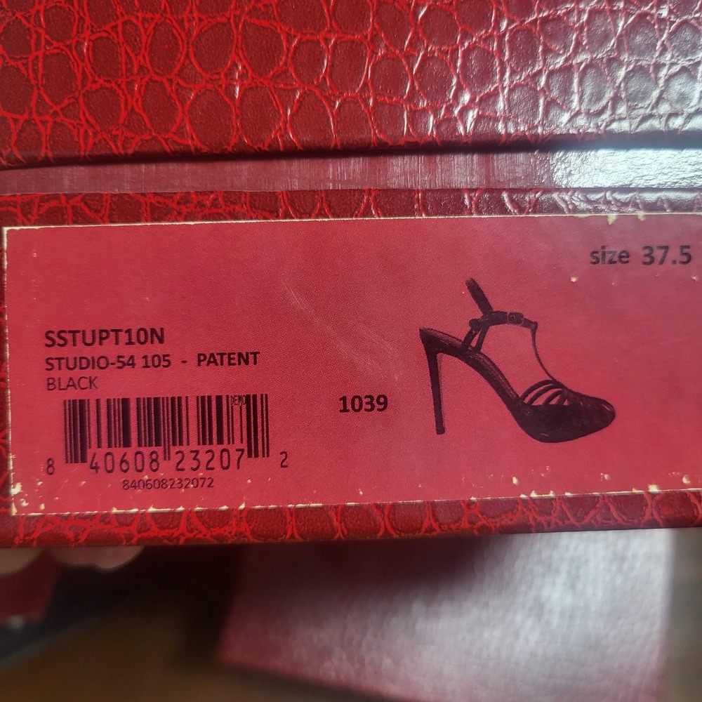 Patent Leather Shoes Womens 7 Black Studio-54 105 Slingback Stiletto‎ Heels